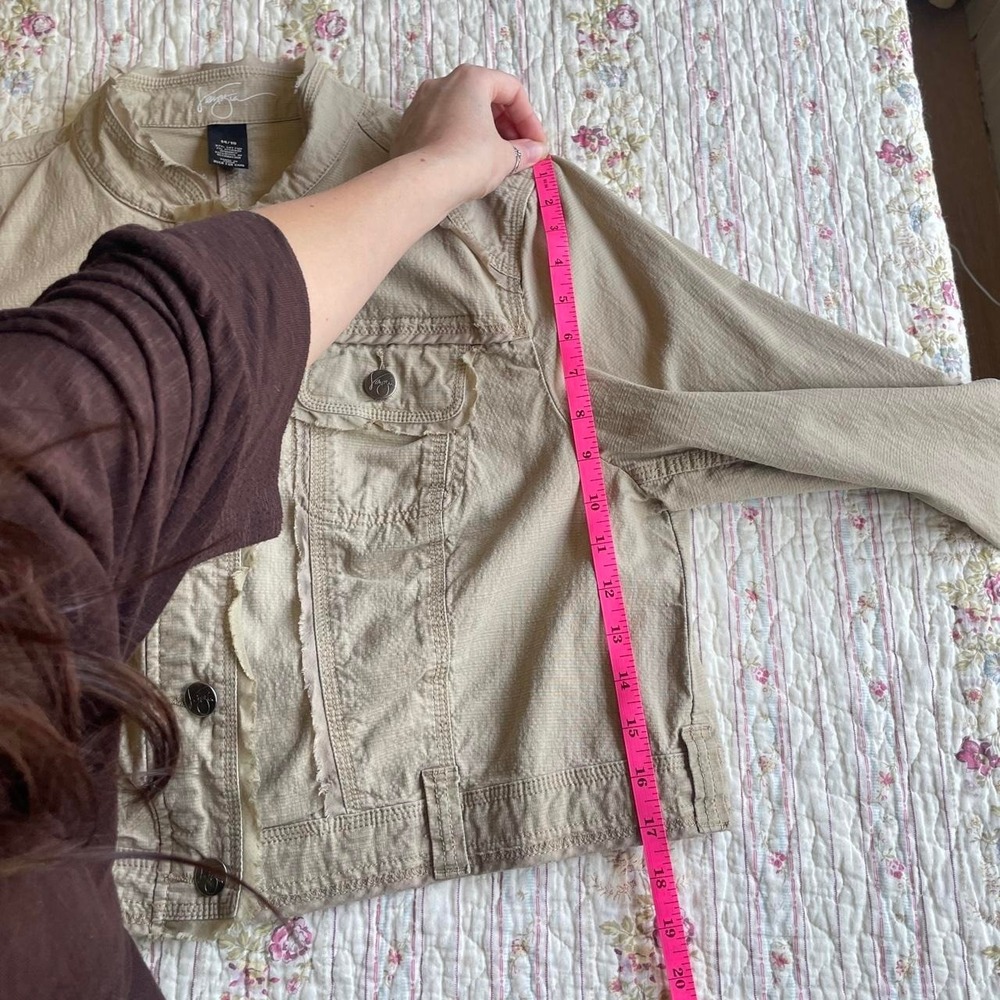 Y2k vintage Americana Venetia cream cropped button up jacket - Picture 4 of 7